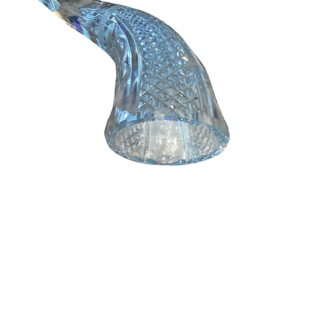Vintage Cut Crystal Cornucopia Horn of Plenty Vase Clear Glass Decorative 9.5